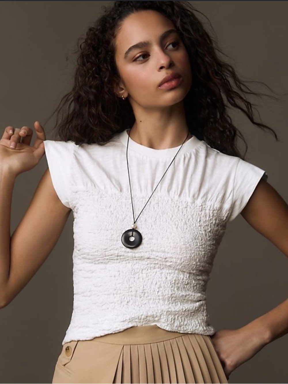 Maeve Anthropologie White Smocked Muscle Top XS